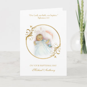 Carte Godchild Baptismal Baby Boy Christening Blessing
