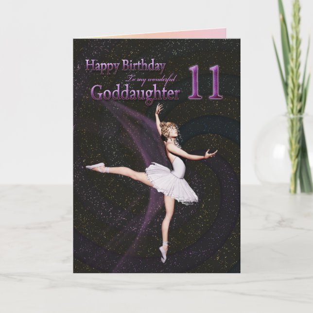Carte Goddaughter age 11, a ballerina birthday card (Devant)