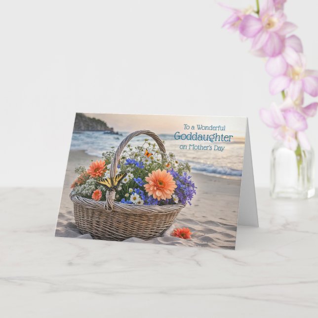 Carte Goddaughter Happy Mothers Day Beach Flowers (Orchidée)