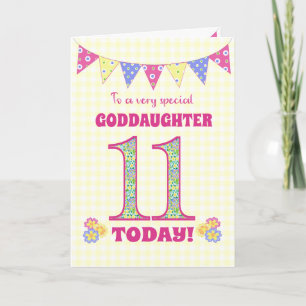 Carte Godgirl 11e Anniversaire Primroses Bunting Card