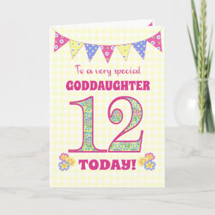 Carte Godgirl 12e Anniversaire Primroses Bunting Card
