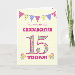 Carte Godgirl 15e Anniversaire Primroses Bunting Card