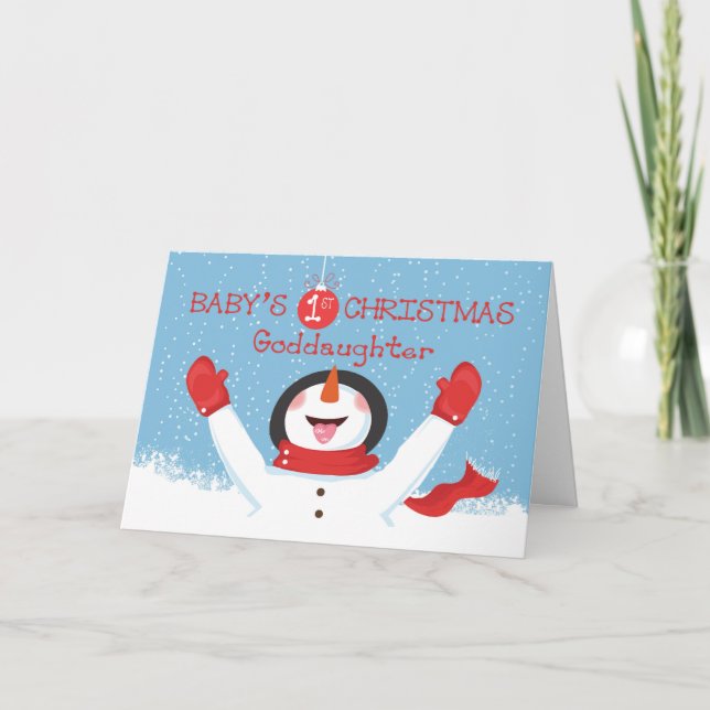 Carte Godgirl Baby First Christmas Snowman (Devant)