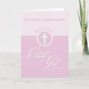 Carte Godgirl Baptême Félicitations Enfant Rose