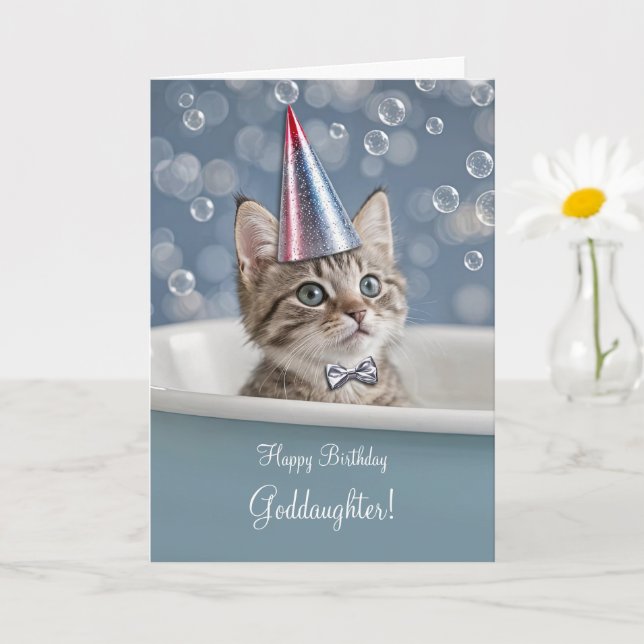 Carte Godgirl Joyeux anniversaire avec Cute Kitten (Petite plante)