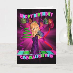 Carte Godgirl Joyeux Anniversaire avec mignonne petite C
