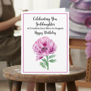 Carte Godgirl Joyeux Août Anniversaire Purple Poppy