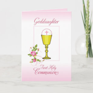 Carte Godgirl Pink Première Communion Sainte, Chalice