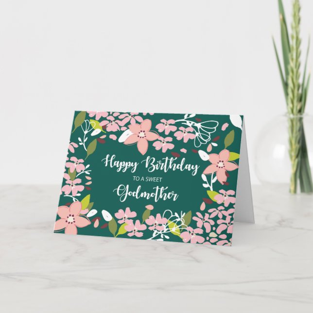 Carte Godmère Fleurs vertes d'anniversaire (Devant)