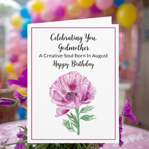 Carte Godmère Joyeux Août Anniversaire Purple Poppy