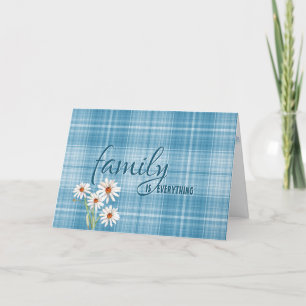 Carte Godmère marguerite sur aqua plaid anniversaire