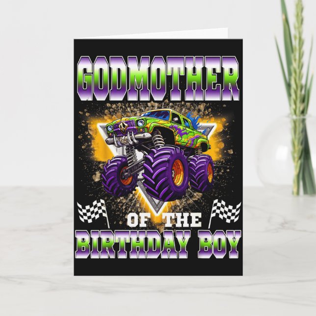 Carte Godmother Of The Birthday Boy Monster Truck Birthd (Devant)