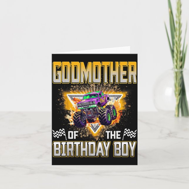 Carte Godmother Of The Birthday Boy Monster Truck Birthd (Devant)