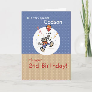 Carte Godson 2e Bear Balloon Anniversaire
