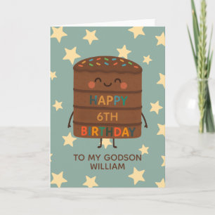 Carte Godson 6e anniversaire Cute Custom Choco Cake