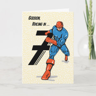 Carte Godson 7e Superhero d'anniversaire