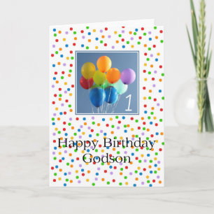 Carte Godson, ballons de 1er anniversaire