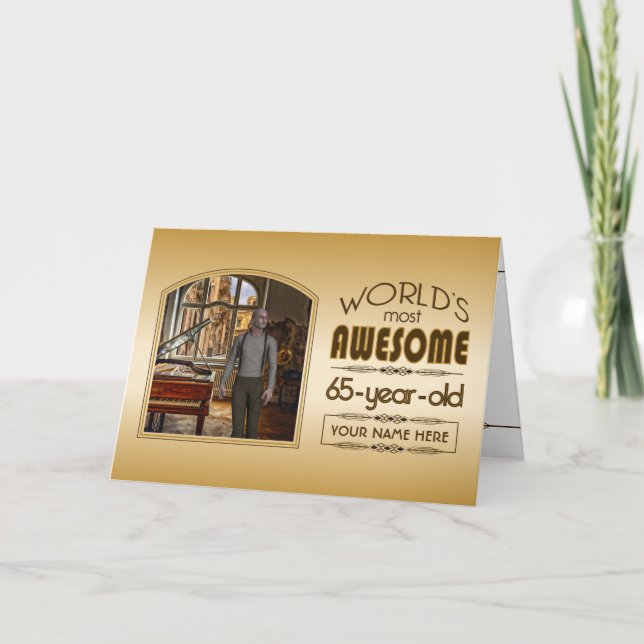 Carte Gold 65th Birthday World's Best Custom Photo Frame (Devant)