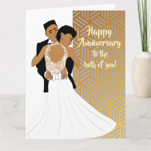 Carte Gold African American Couple Anniversaire