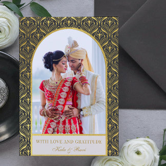Carte Gold Art déco Mariage Merci photo