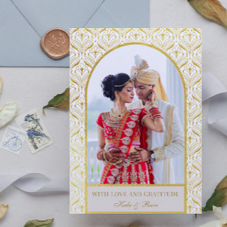 Carte Gold Art déco Mariage Merci photo