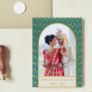 Carte Gold Art déco Mariage Merci photo