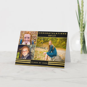 Carte Gold Black Stripes Graduation 3 Photo