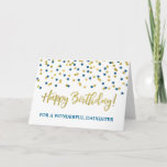 Carte Gold Blue Confetti Daughter Birthday Card<br><div class="desc">Birthday card for daughter with gold and blue modern confetti pattern.</div>