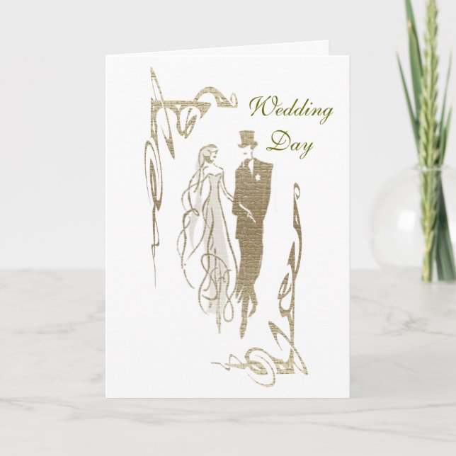 Carte Gold Bride et Groom Mariage Art (Devant)