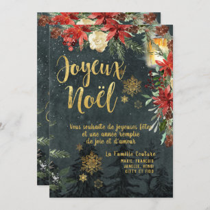 Carte Gold Calligraphy Woodland French Joyeux Noel