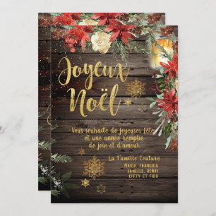 Carte Gold Calligraphy Woodland French Joyeux Noel