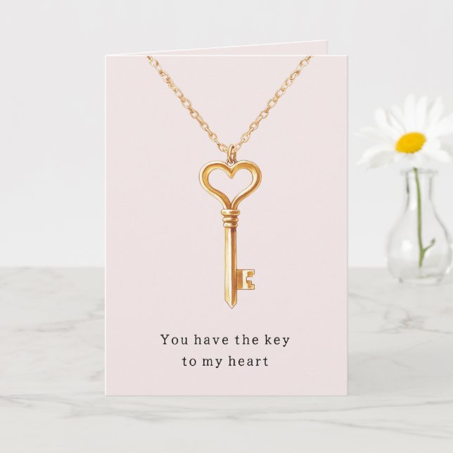 Carte Gold Chain Heart Necklace Key To Heart Love (Petite plante)