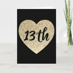 Carte Gold coeur 13ème anniversaire