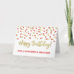 Carte Gold Confeti Brother Birthday<br><div class="desc">Birthday for brother with gold and red modern confeti pattern.</div>