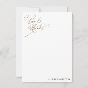 Carte Gold Elegant Calligraphy Love and Thanks