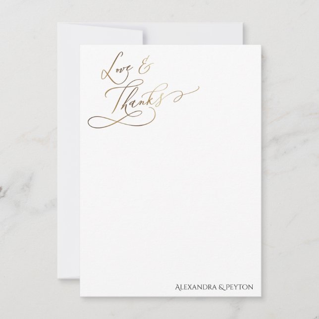 Carte Gold Elegant Calligraphy Love and Thanks (Devant)