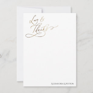 Carte Gold Elegant Calligraphy Love and Thanks