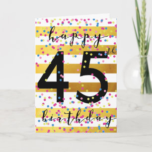 Carte Gold et Confetti 45e anniversaire