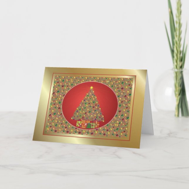 Carte Gold et Red Christmas Tree (Devant)