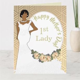 Carte Gold Floral African American 1st Lady Fête des mèr