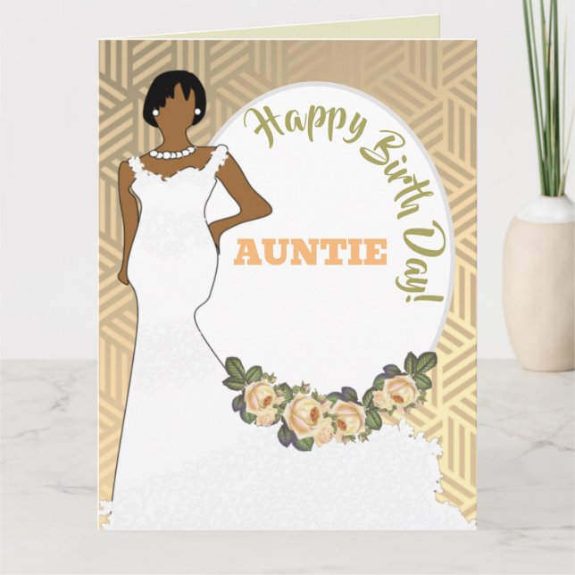 Carte Gold Floral Auntie Auntie Jour (Devant)