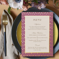 Carte Gold Foil Art Déco Mariage Réception Menu
