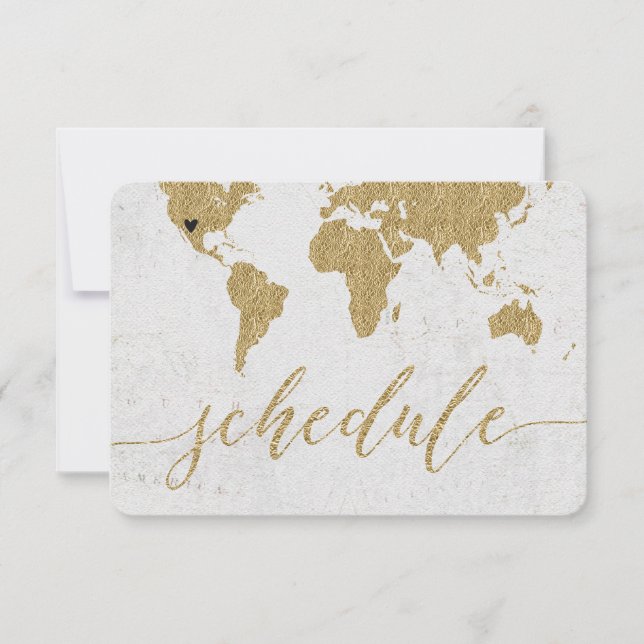 Carte Gold Foil World Destination Mariage (Devant)