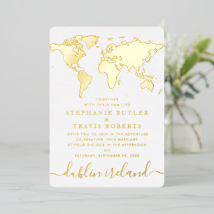 Carte Gold Foil World Destination Mariage