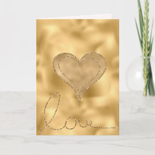 Carte Gold Glam Love Parties scintillant Coeur (Devant)
