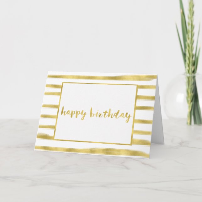 Carte Gold Glitz Stripes Anniversaire (Devant)