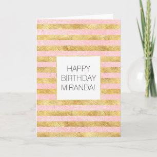 Carte Gold Glitzy Joli Pink Stripes