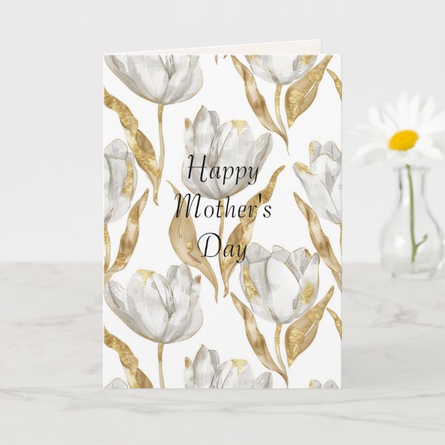 Carte Gold Hearts Balloon Mom (mother's day) Tulips (Petite plante)