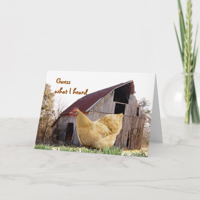 Carte Gold Hen and Old Barn - customize any occasion (Devant)