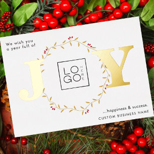 Carte Gold JOY Custom Logo Christmas Foil Card